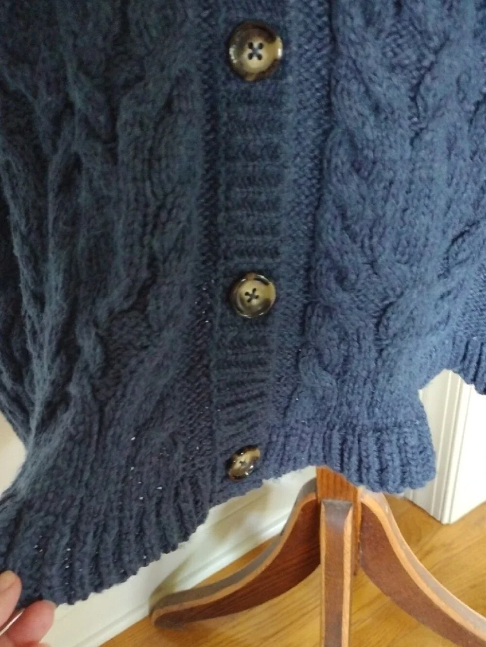 Anthropologie Pilcro Two-Tone Cable Knit Cardigan Sweater- Navy and Cream